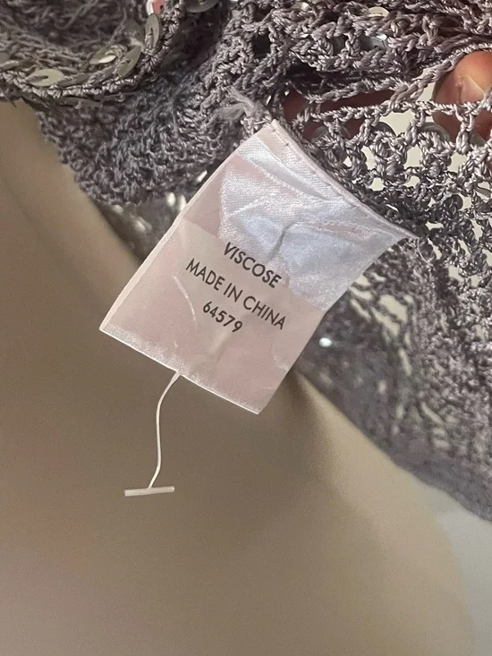 Silver Sequin Crochet Wrap - Picture 6 of 8